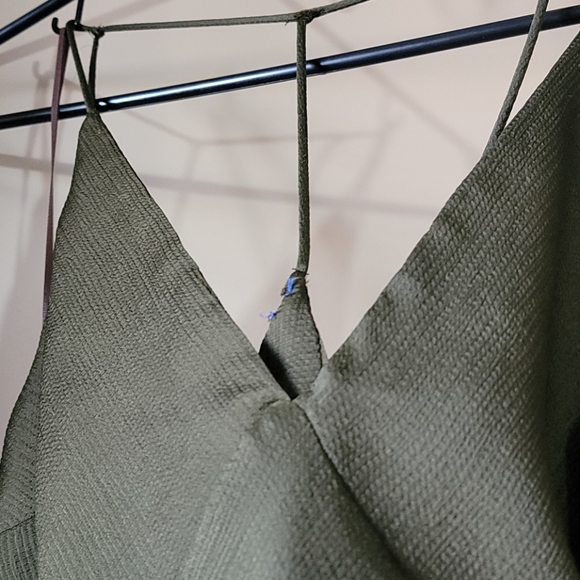 Topshop Strappy V neck Olive Midi Dress Size 4 - Picture 6 of 9